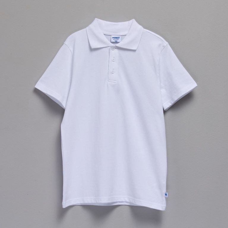 Polera Escolar Manga Corta Pique Blanco Hombre