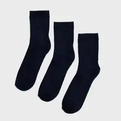 HOLLEY - Pack de 3 Calcetines Largos Escolares Bambú Azúl Marino