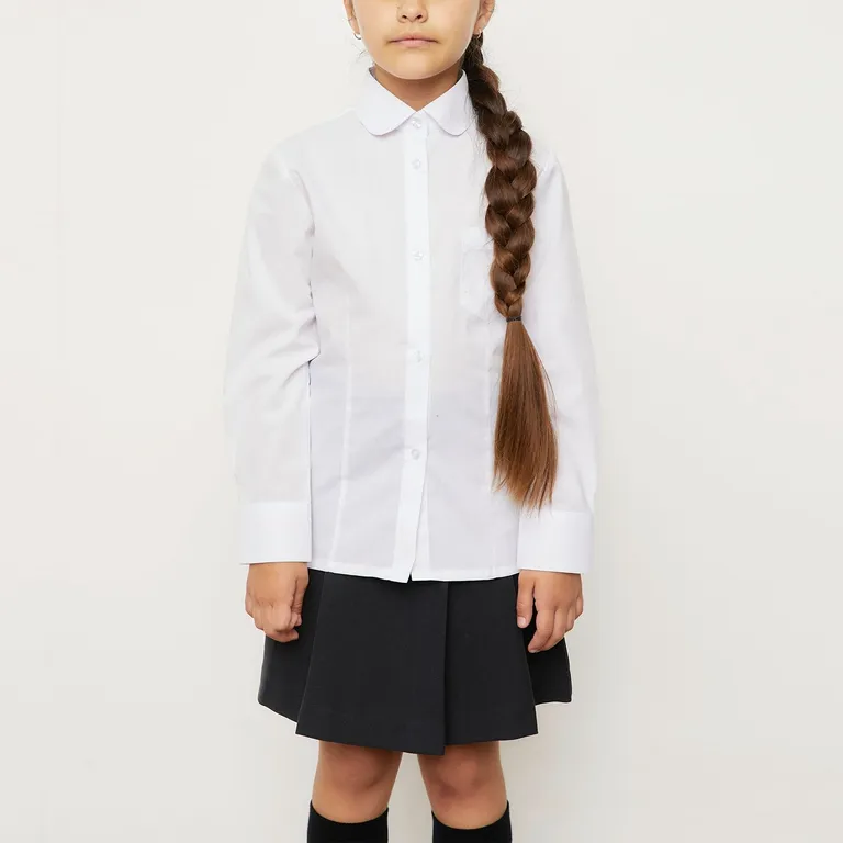 Pack 2 Blusas Escolares Niña Manga Larga Cuello Redondo