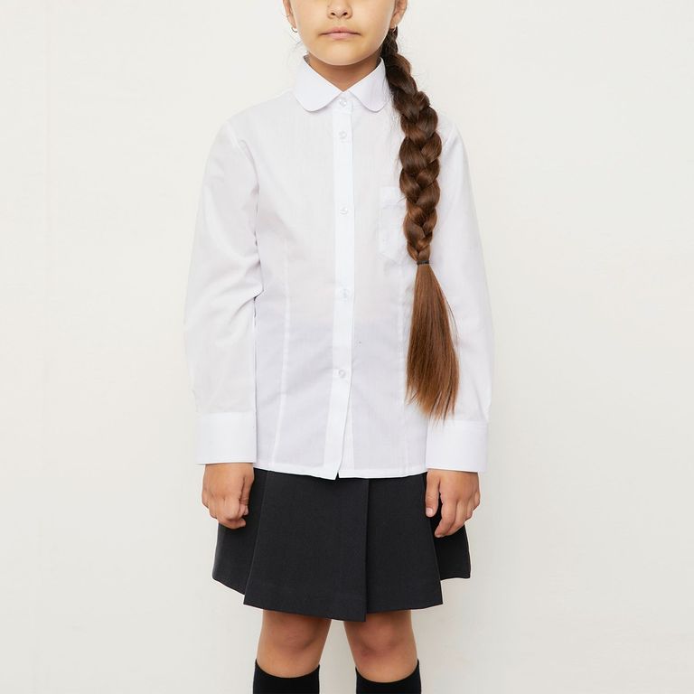 Pack 2 Blusas Escolares Niña Manga Larga Cuello Redondo