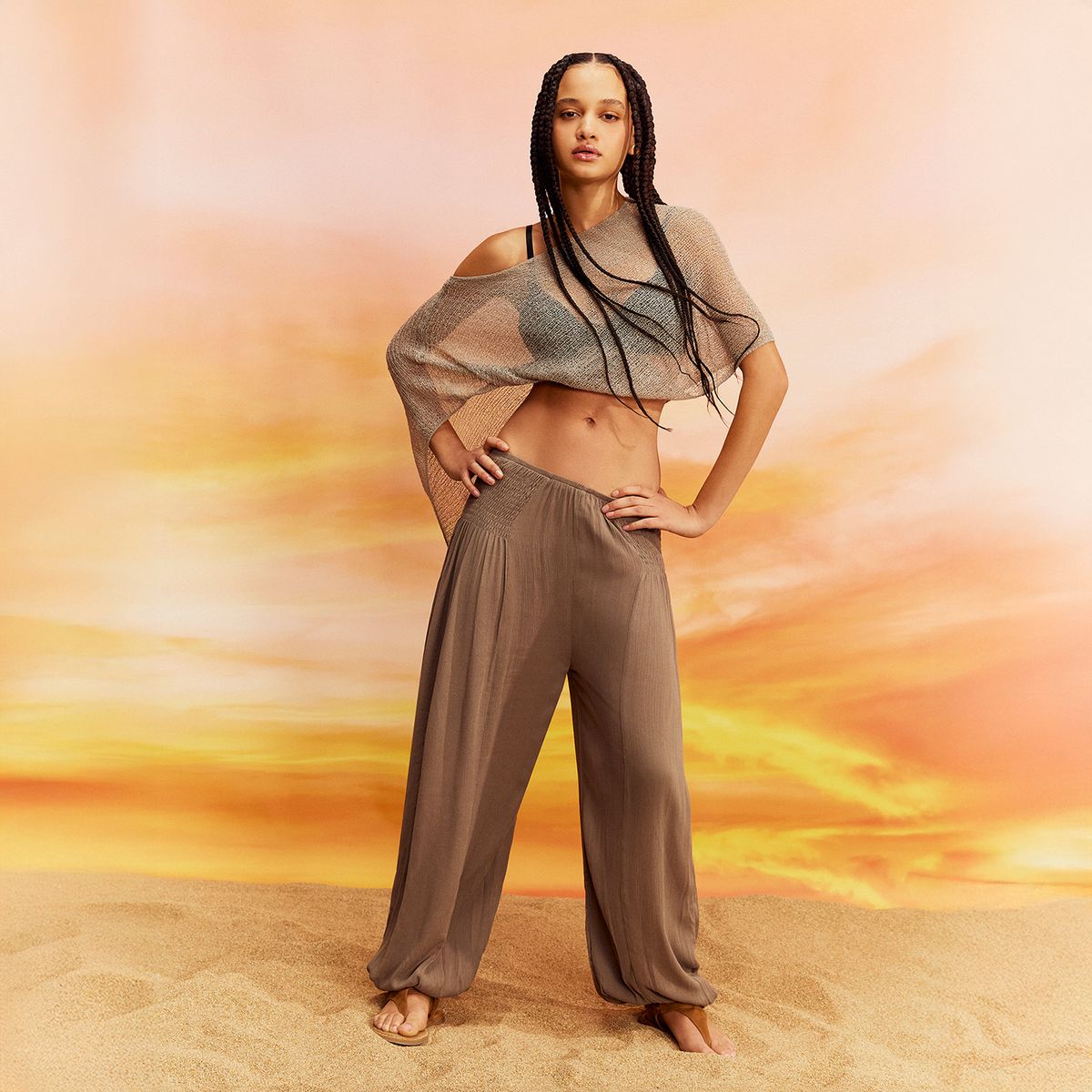 SYBILLA - Pantalón Balloon Tiro Medio Baggy Viscosa Mujer Sybilla