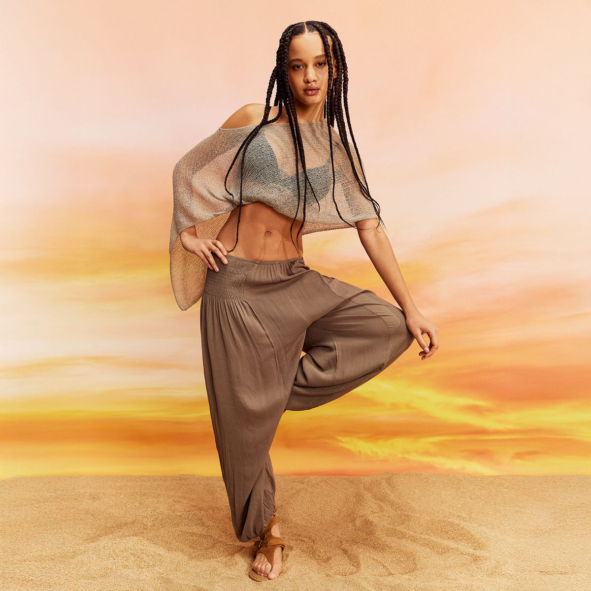 SYBILLA - Pantalón Balloon Tiro Medio Baggy Viscosa Mujer Sybilla