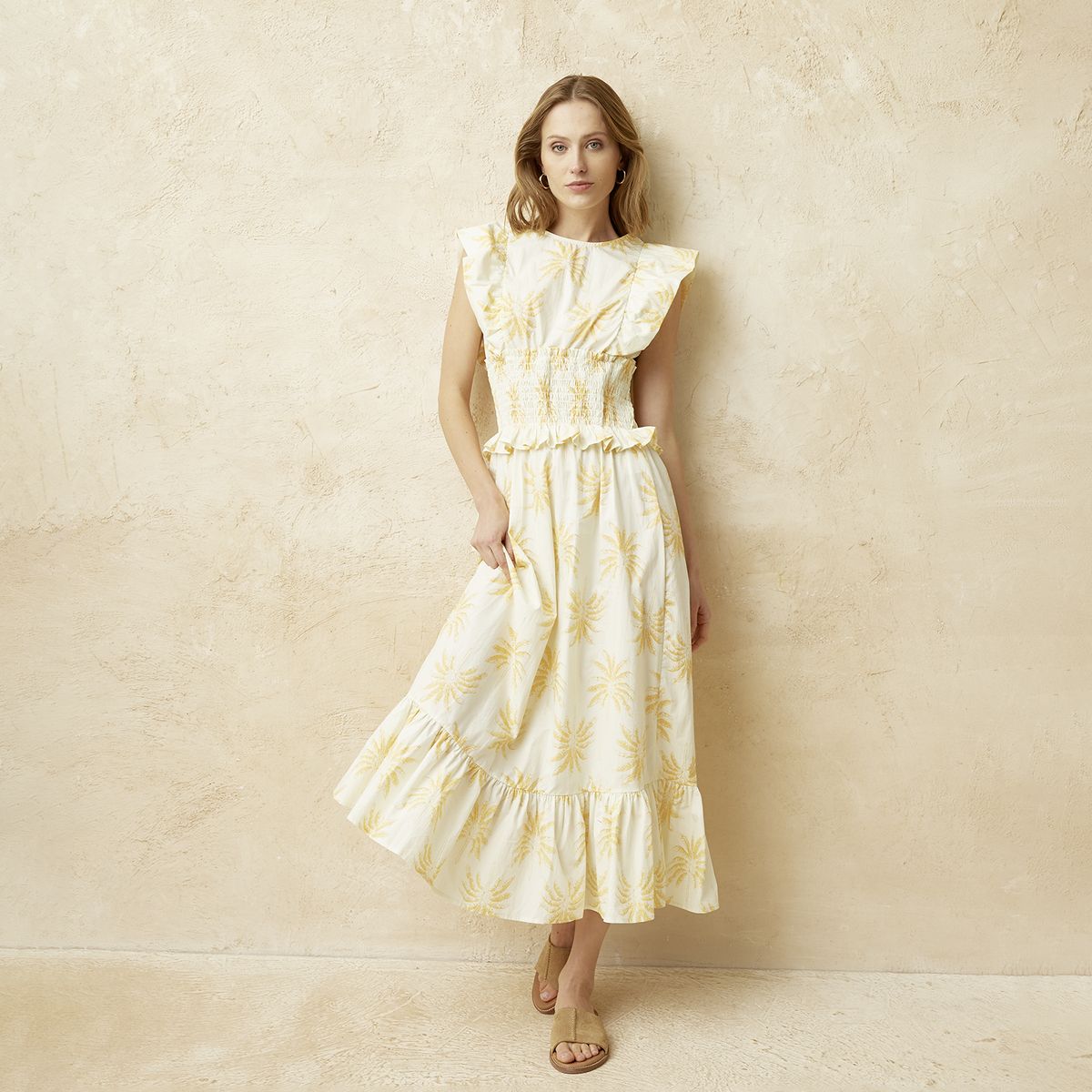 BASEMENT - Vestido Manga Corta Algodón Mujer Basement