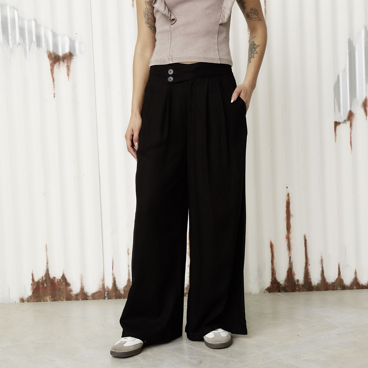 AMERICANINO - Pantalón Recto Tiro Medio Mujer Americanino