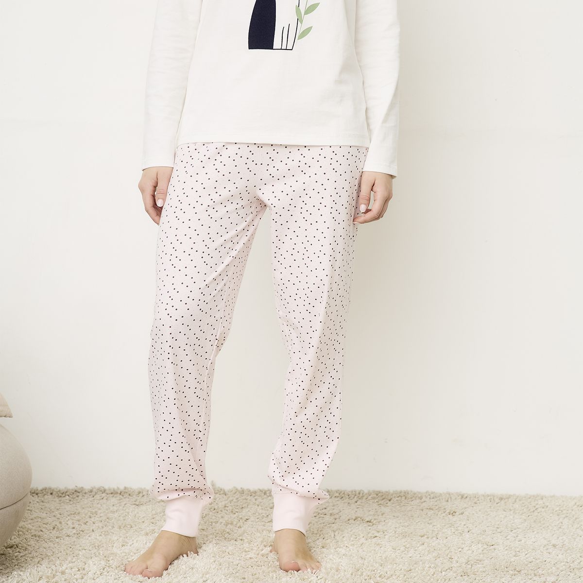 SYBILLA - Pantalón Largo de Pijama Algodón Mujer Sybilla