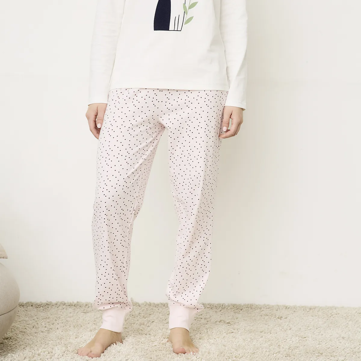 SYBILLA - Pantalón Largo de Pijama Algodón Mujer Sybilla