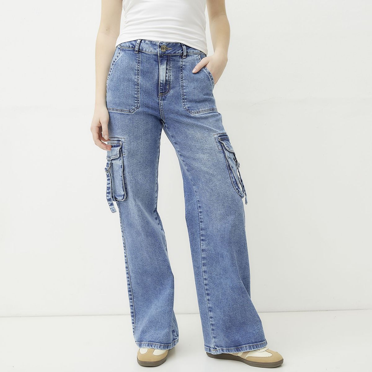 SYBILLA - Jeans Cargo Tiro Medio Mujer Sybilla