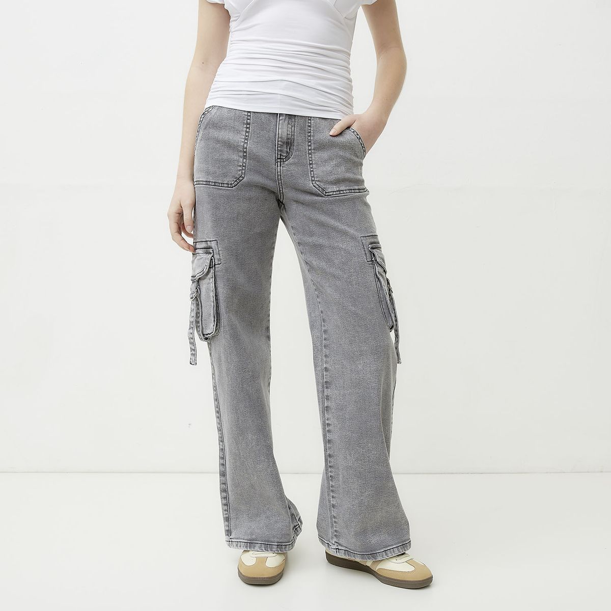 SYBILLA - Jeans Cargo Tiro Medio Mujer Sybilla