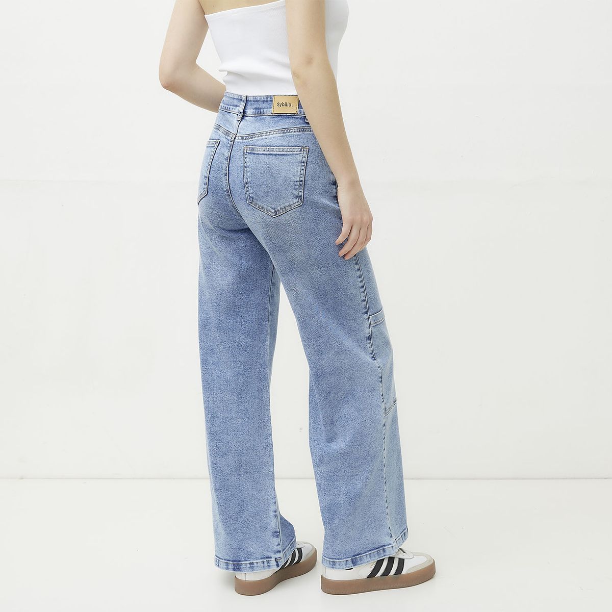 SYBILLA - Jeans Wide Leg Tiro Medio Mujer Sybilla