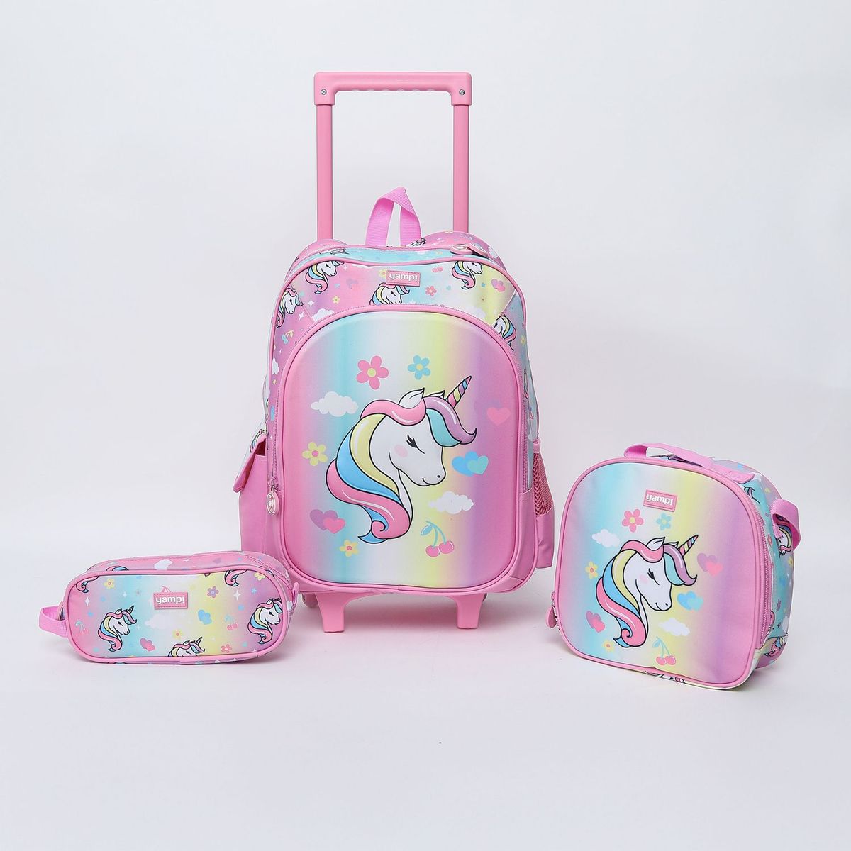 YAMP - Pack Escolar Mochila con rueditas + Lonchera + Estuche