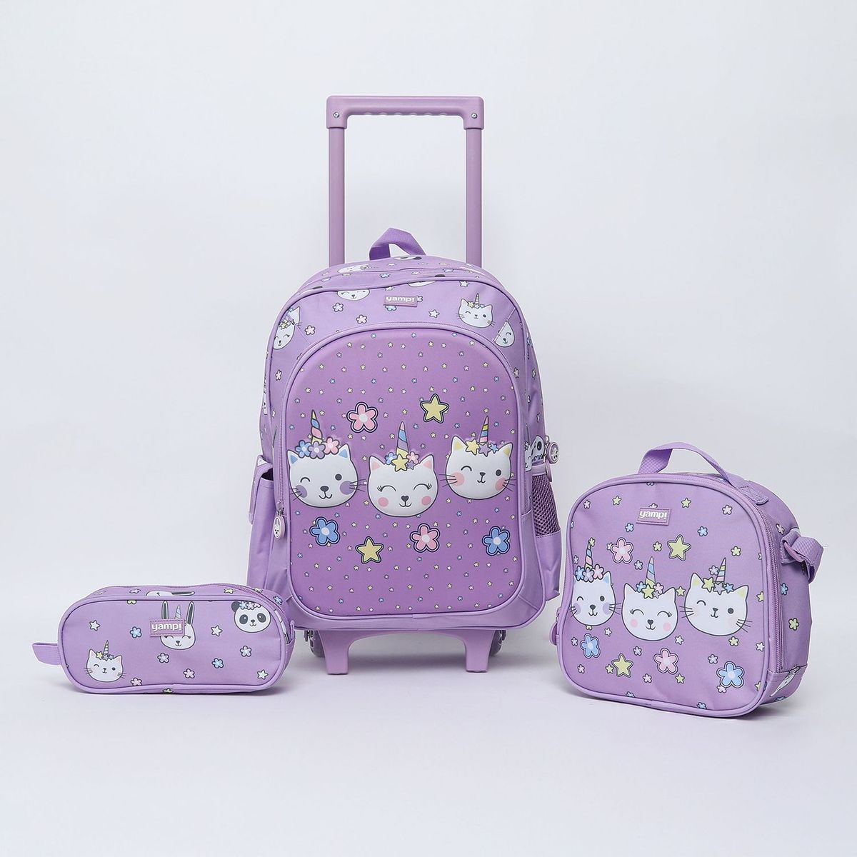 YAMP - Pack Escolar Mochila con rueditas + Lonchera + Estuche