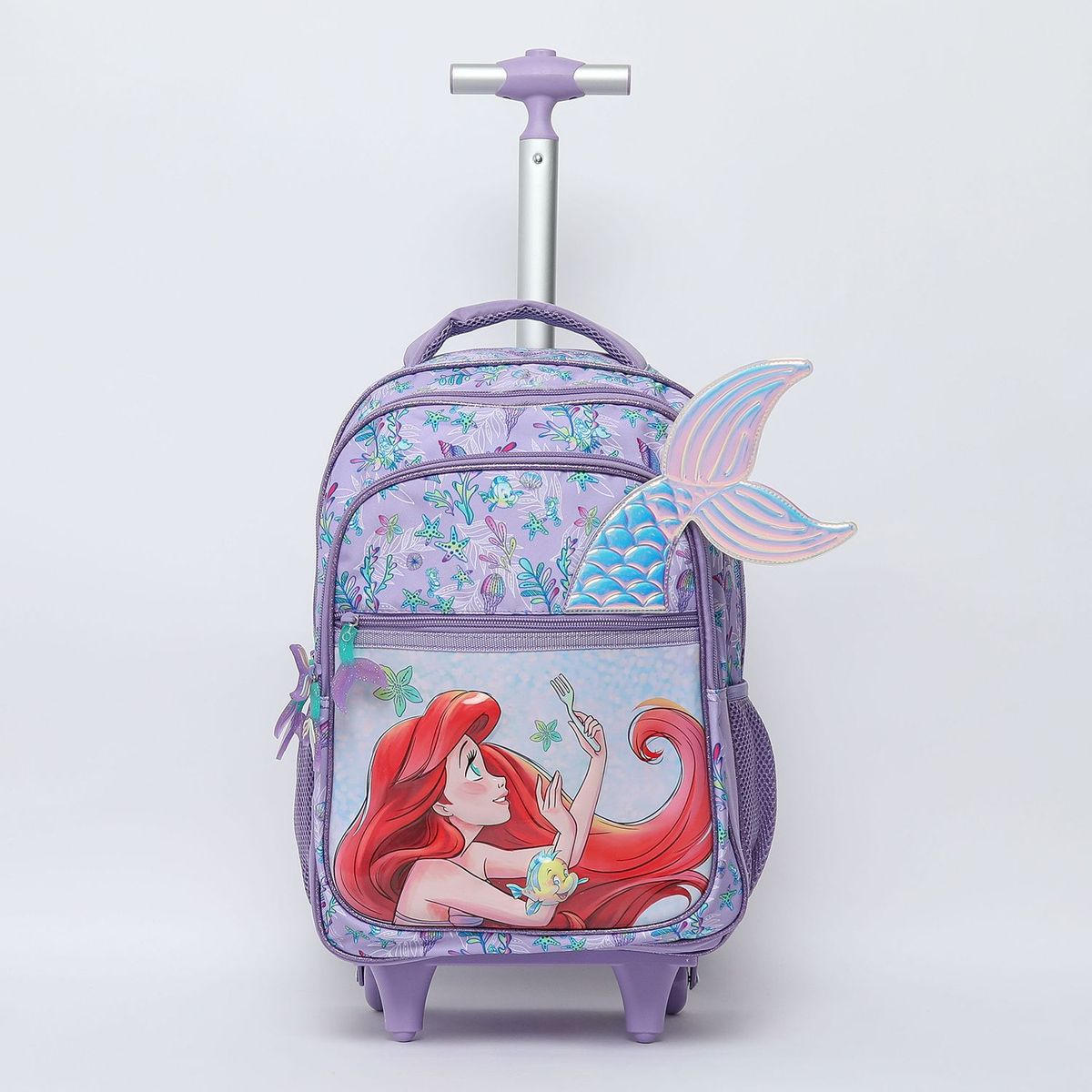 PRINCESAS - Pack Escolar Mochila Con Rueditas + Lonchera + Estuche La Sirenita