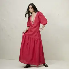 BASEMENT - Vestido Mujer 100% Lino x Fran Larrain