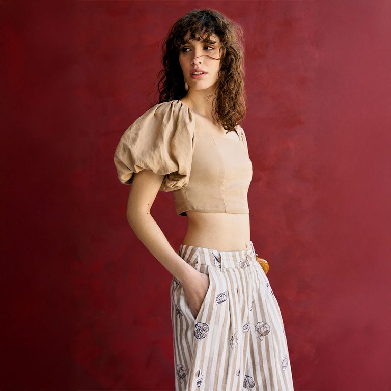 BASEMENT Blusa Mujer 100% Lino x Fran Larrain