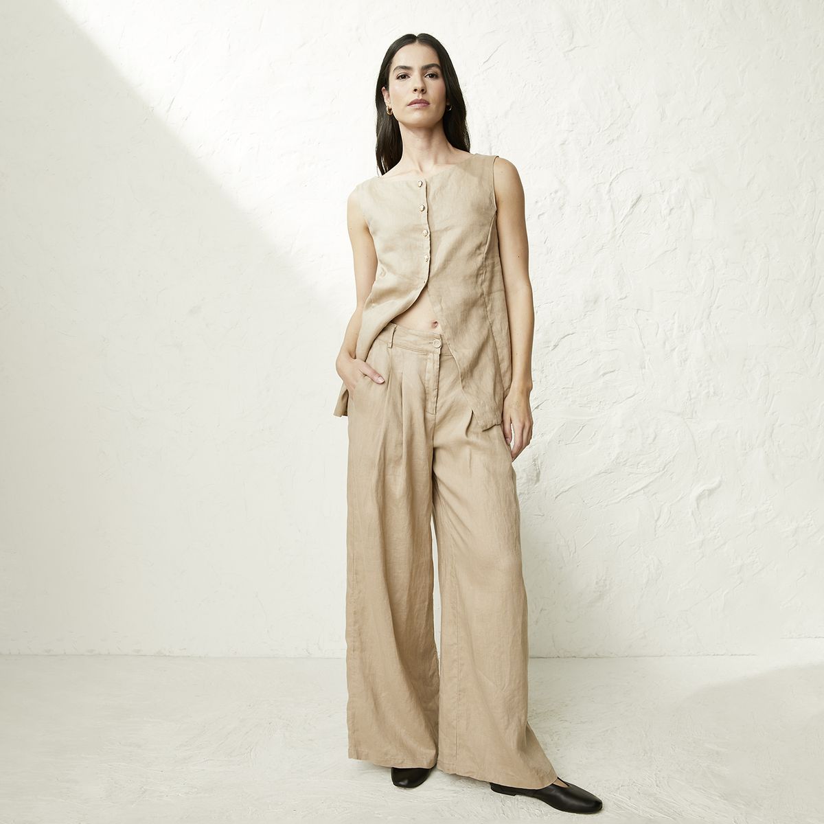 BASEMENT - Pantalón Mujer 100% Lino x Fran Larrain Basement