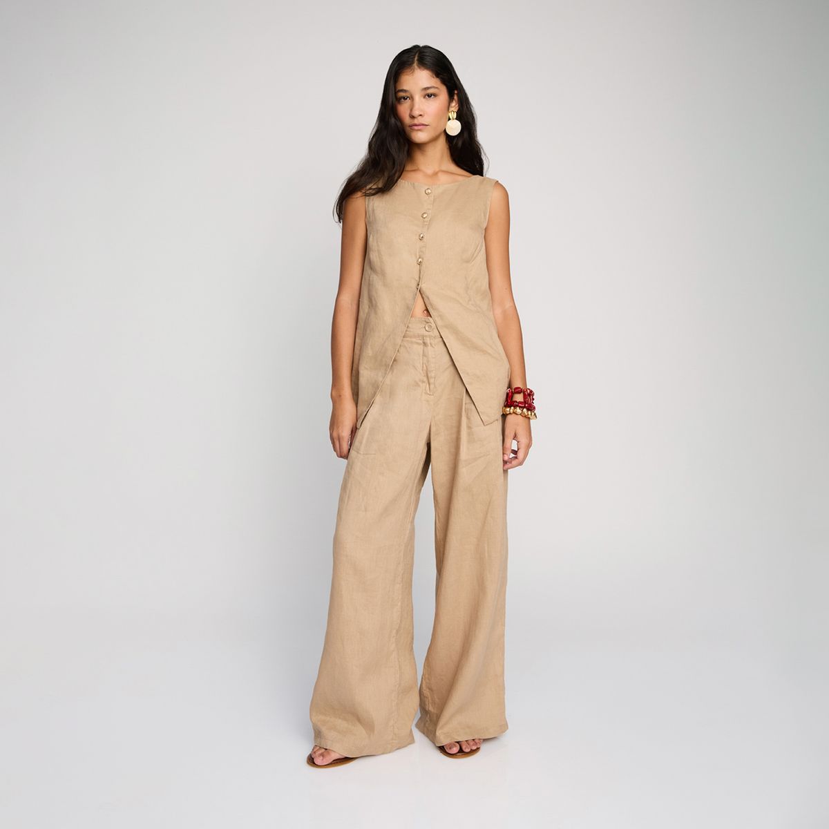 BASEMENT - Pantalón Mujer 100% Lino x Fran Larrain Basement