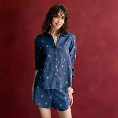 BASEMENT - Blusa Mujer 100% Lino x Fran Larrain