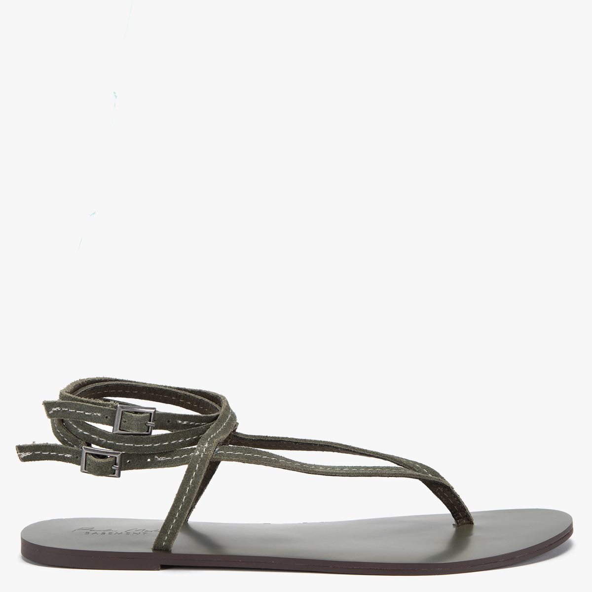 BASEMENT - Sandalia Mujer Cuero Verde x Paula Mekis