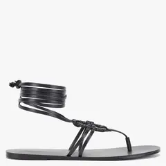 BASEMENT - Sandalia Mujer Cuero Negro x Paula Mekis