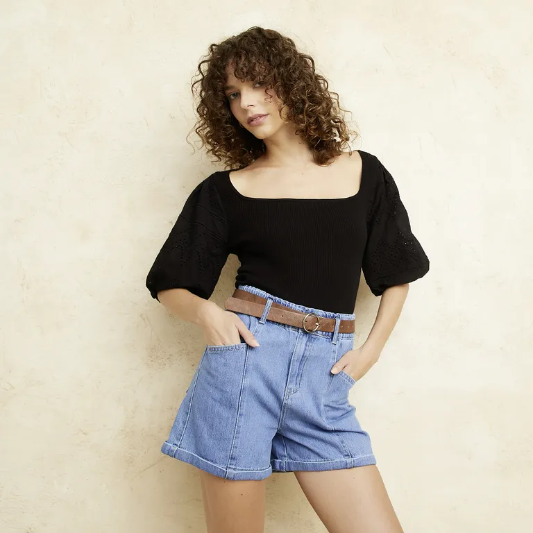 BASEMENT Polera Manga Corta Mujer