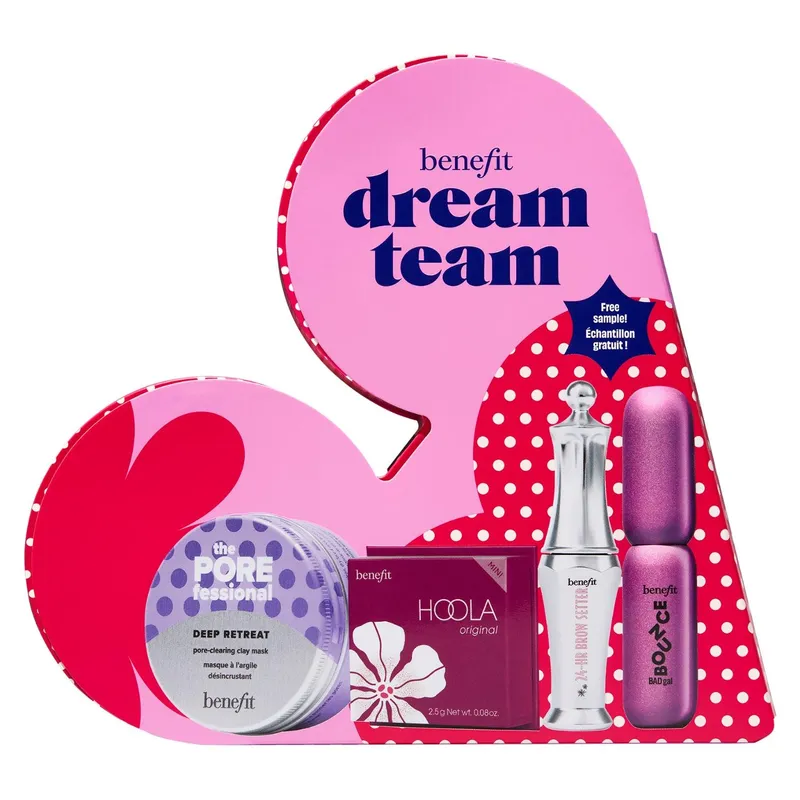 BENEFIT - Kit Dream Team: Gel de Cejas, Bronzer, Máscara de Pestañas y Mascarilla Benefit