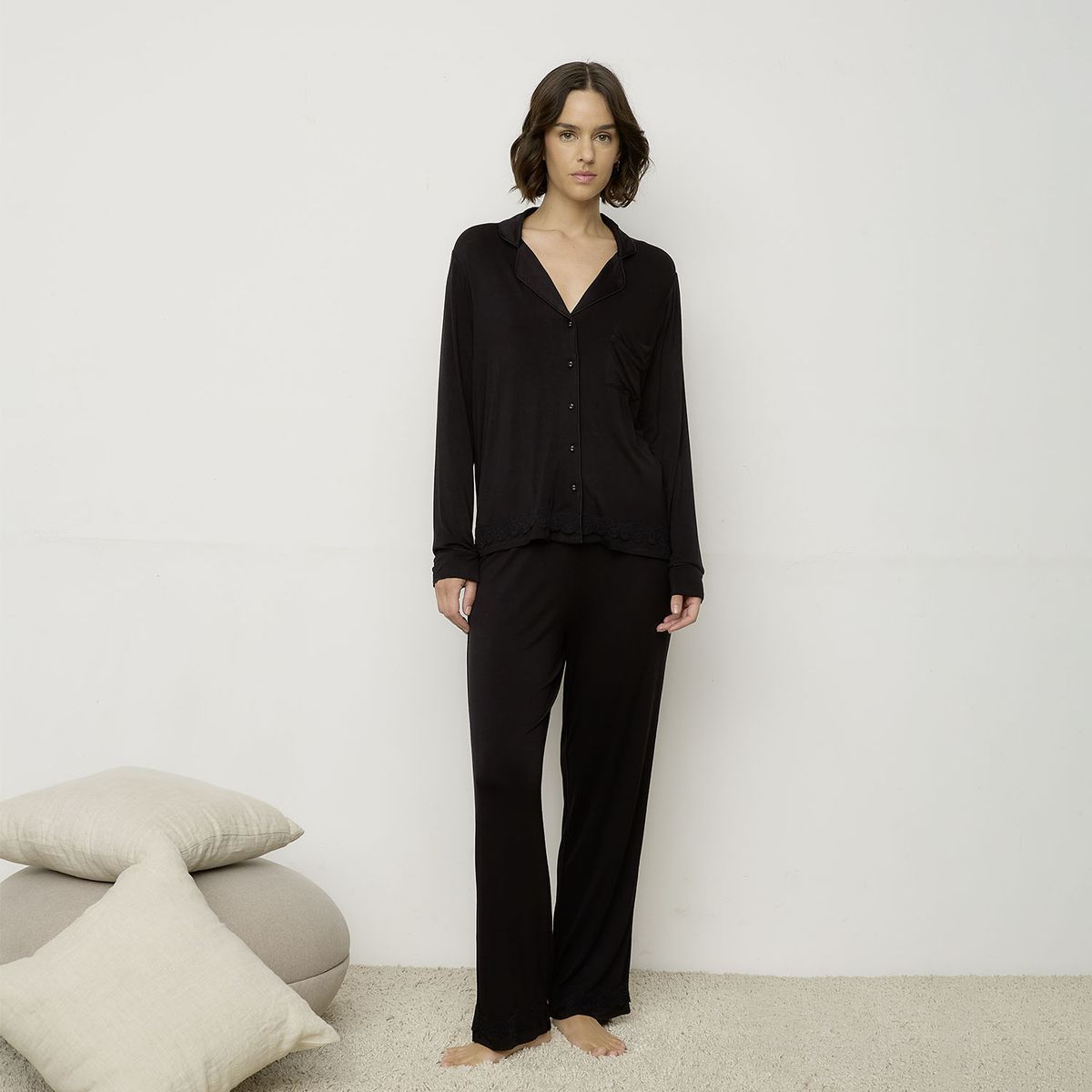 TRIUMPH - Pijama Camisero Manga Larga Liso Mujer