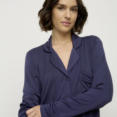 Imagen 2 del producto Pijama Camisero Manga Larga Liso Mujer