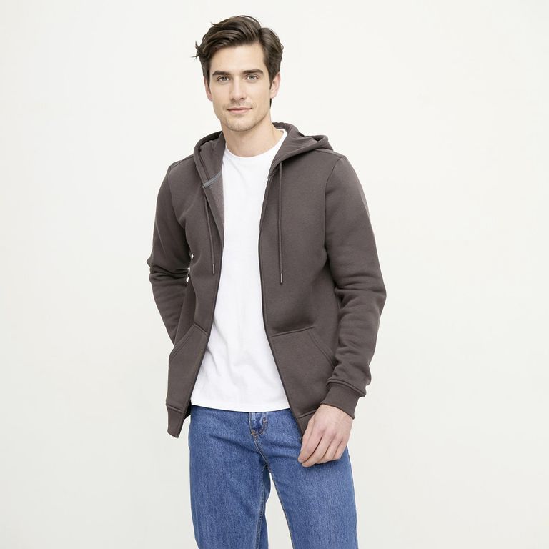 Polerón con Cremallera y Gorro Algodón Hombre