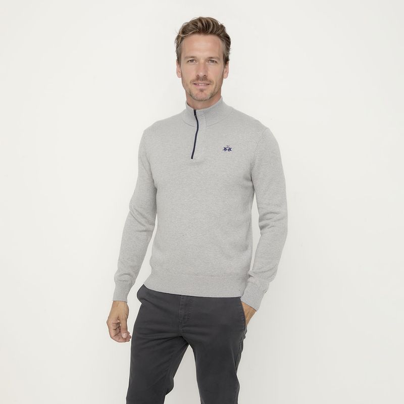 LA MARTINA Sweater Sport Half Zipper Algodón Hombre La Martina