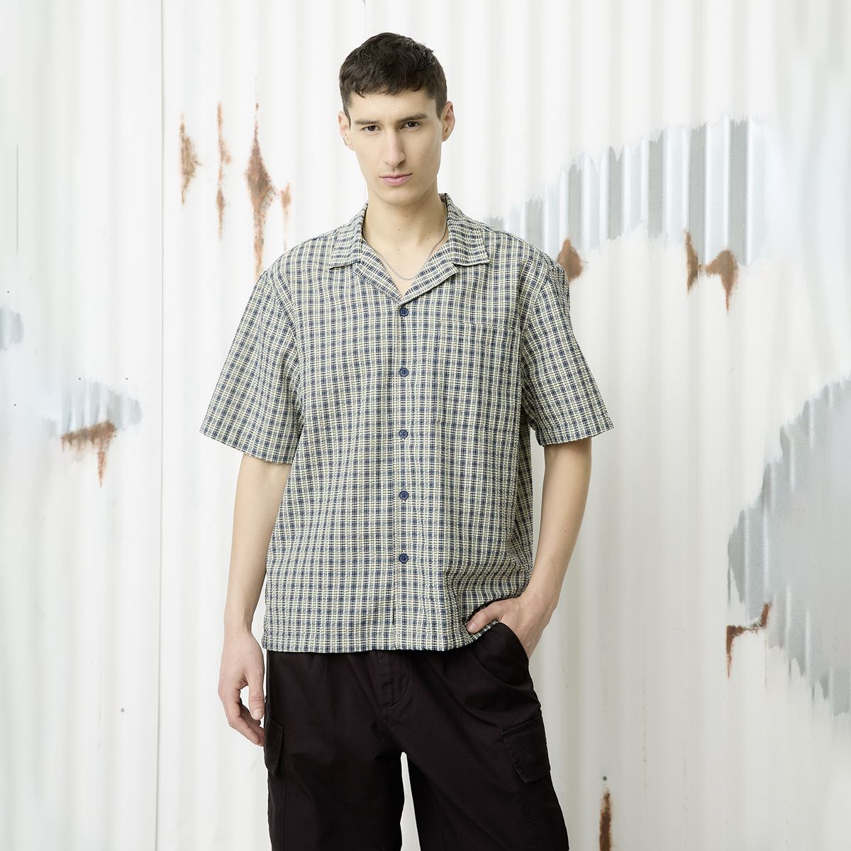 AMERICANINO - Camisa Manga Corta Casual Hombre Americanino