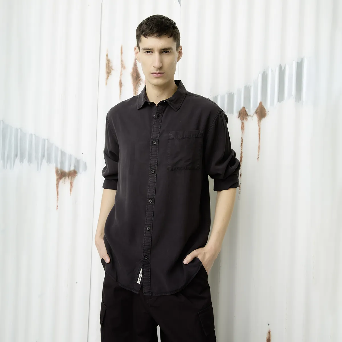 AMERICANINO - Camisa Manga Larga Casual Casual Hombre Americanino