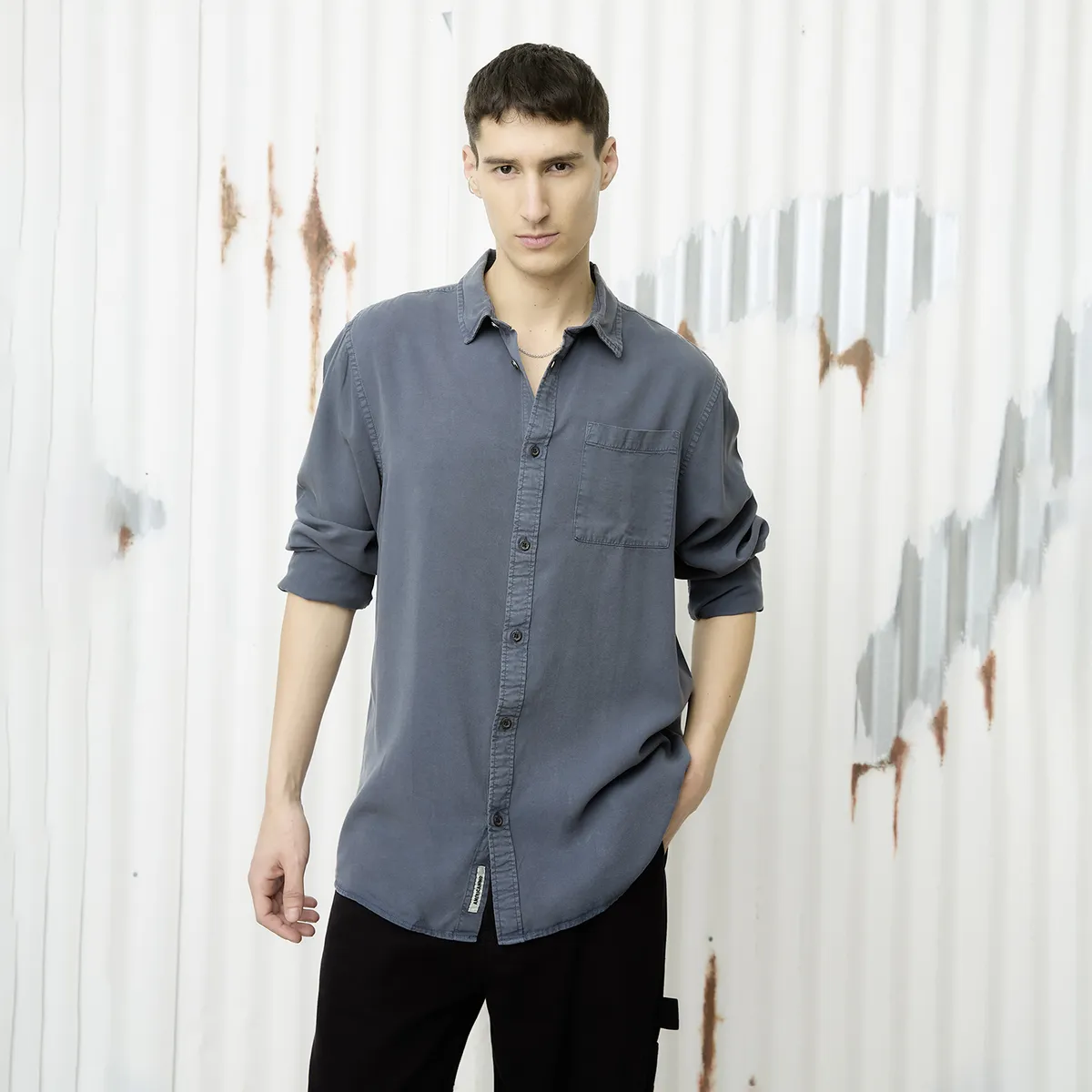 AMERICANINO - Camisa Manga Larga Casual Casual Hombre Americanino