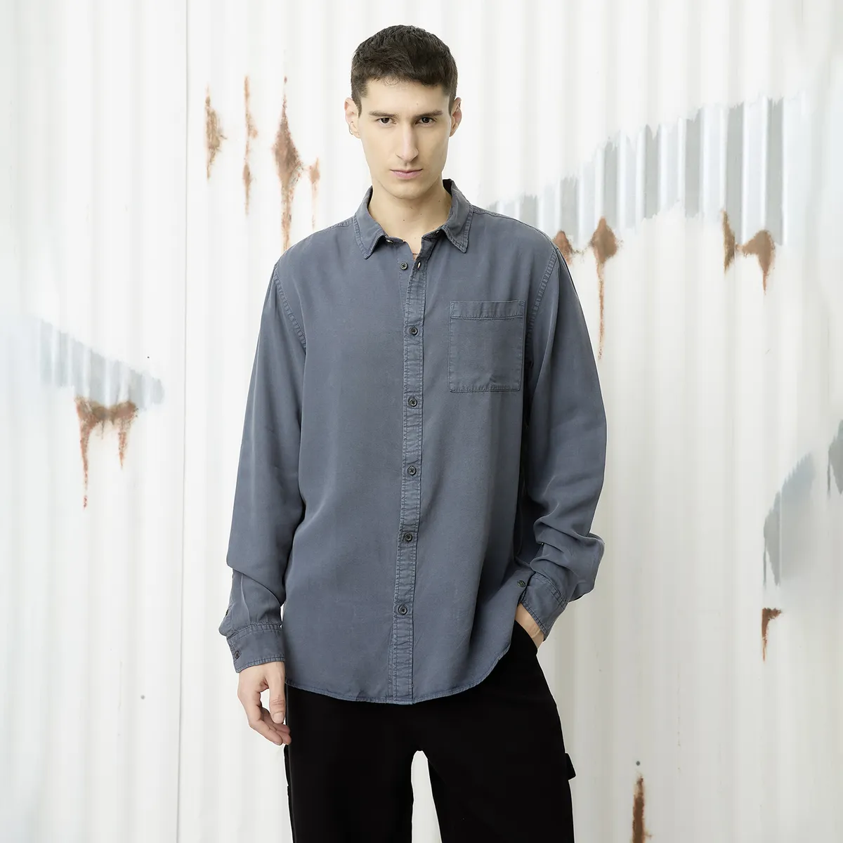 AMERICANINO - Camisa Manga Larga Casual Casual Hombre Americanino