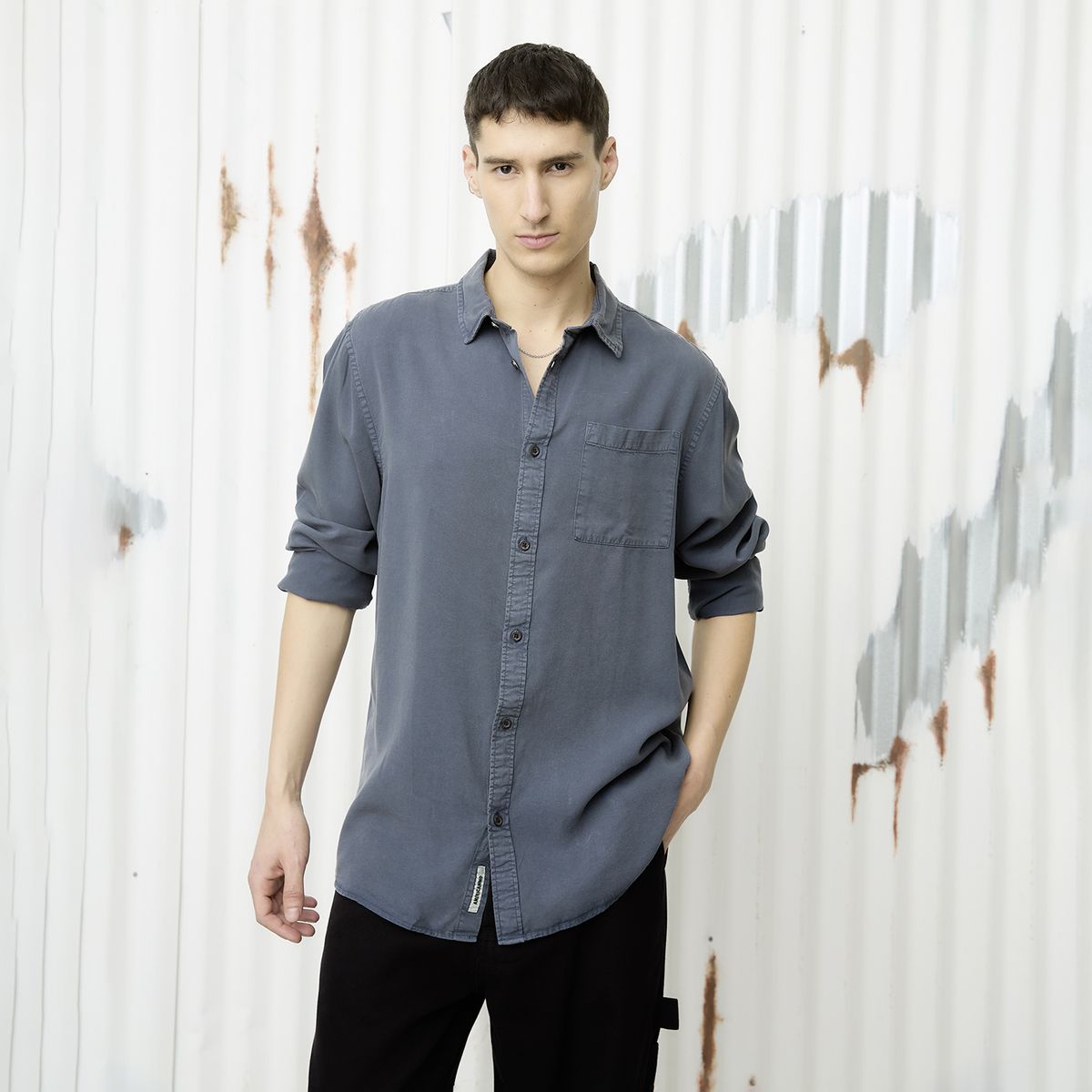 AMERICANINO - Camisa Manga Larga Casual Casual Hombre Americanino