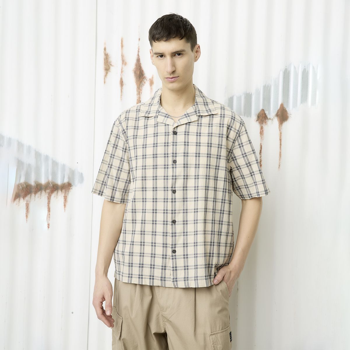 AMERICANINO - Camisa Manga Corta Casual Hombre Americanino