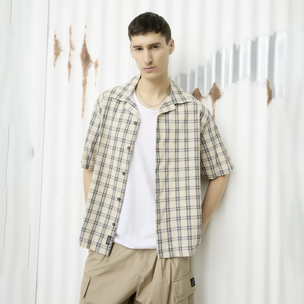 AMERICANINO - Camisa Manga Corta Casual Hombre Americanino