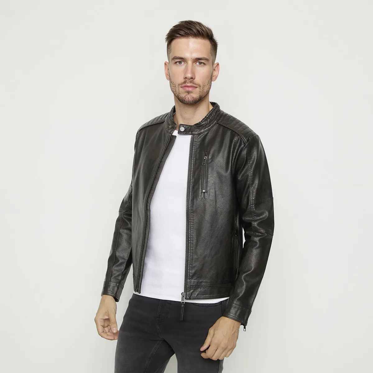 MOSSIMO - Chaqueta Efecto Cuero Hombre Mossimo