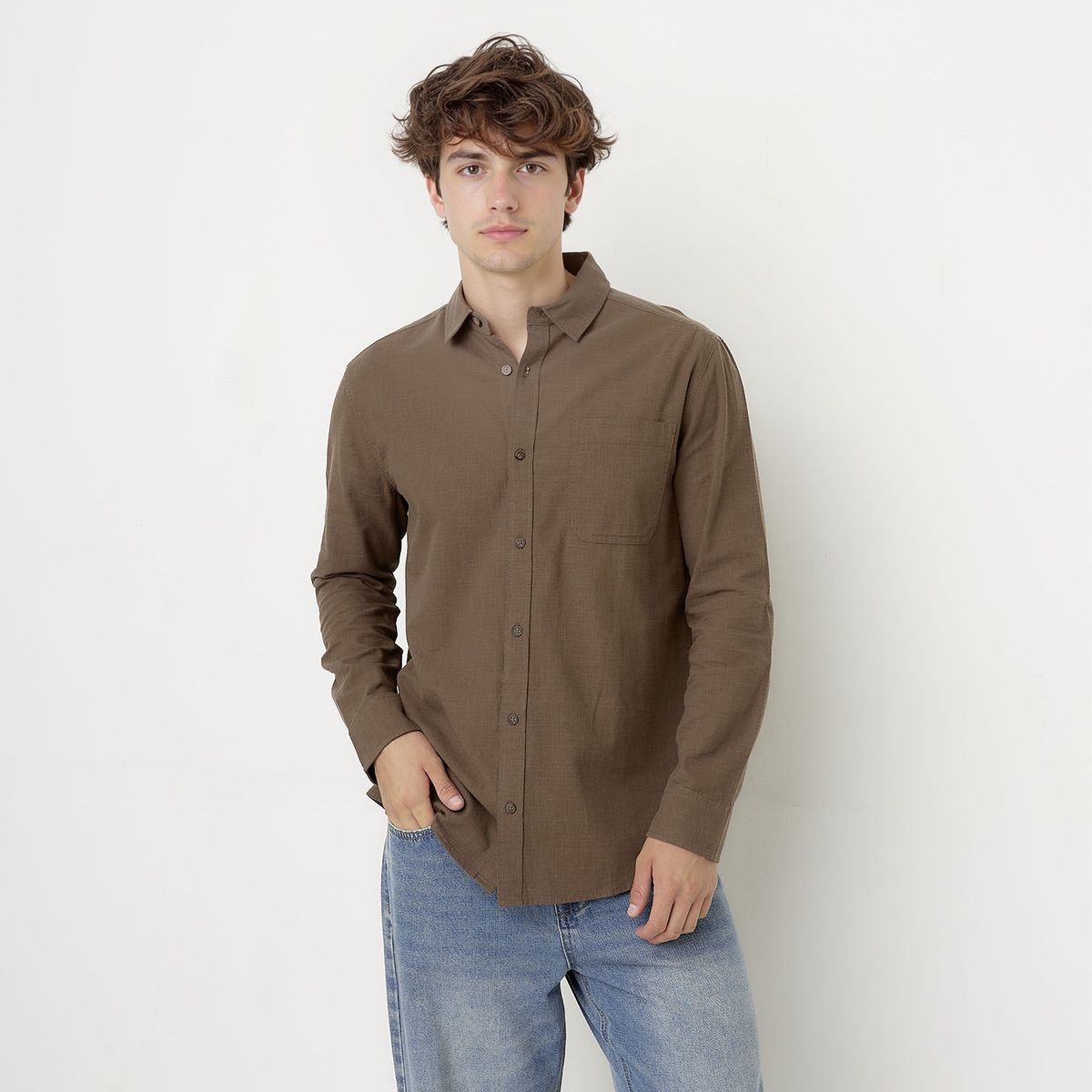 BEARCLIFF - Camisa Manga Larga Casual Casual Hombre Bearcliff