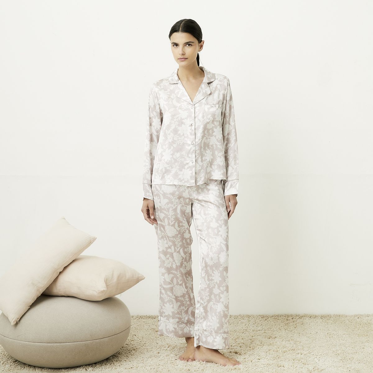 BLU - Pijama Camisero Satín Mujer Blu