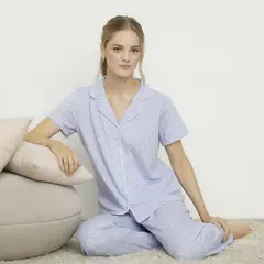 SYBILLA - Pijama Camisero Mujer Manga Corta