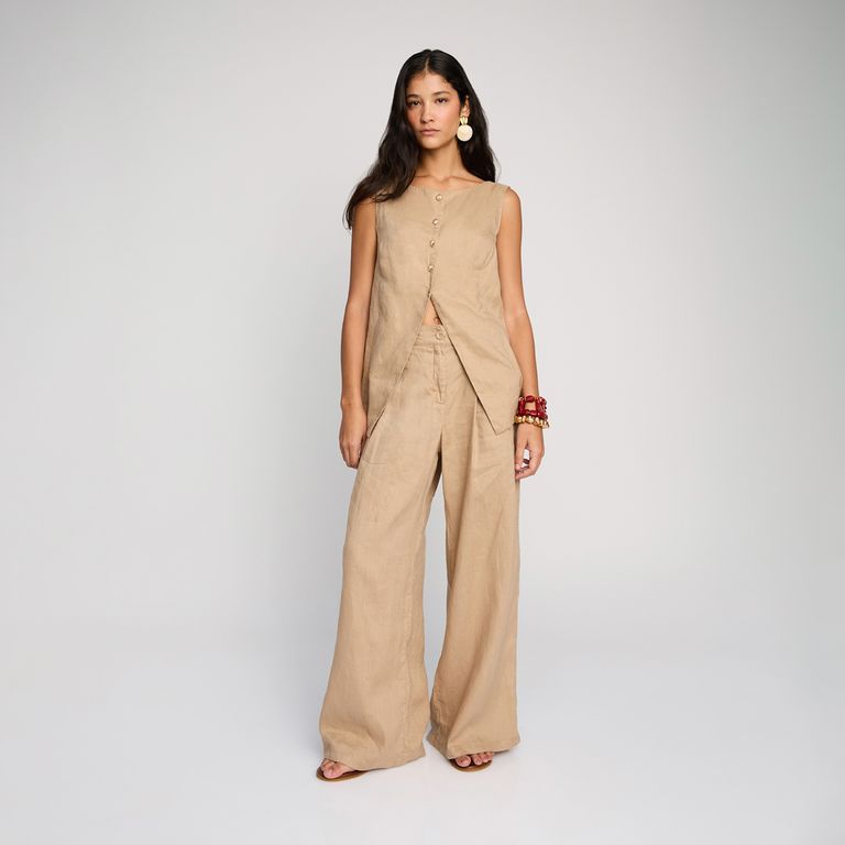 BASEMENT Blusa Mujer 100% Lino x Fran Larrain