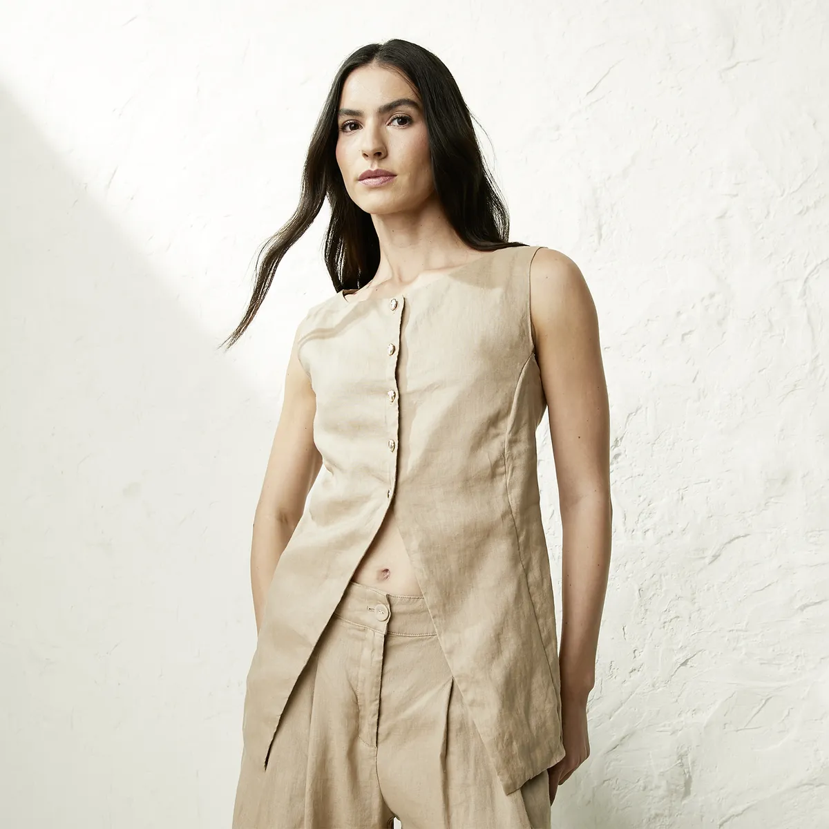 BASEMENT - Blusa Mujer 100% Lino x Fran Larrain Basement
