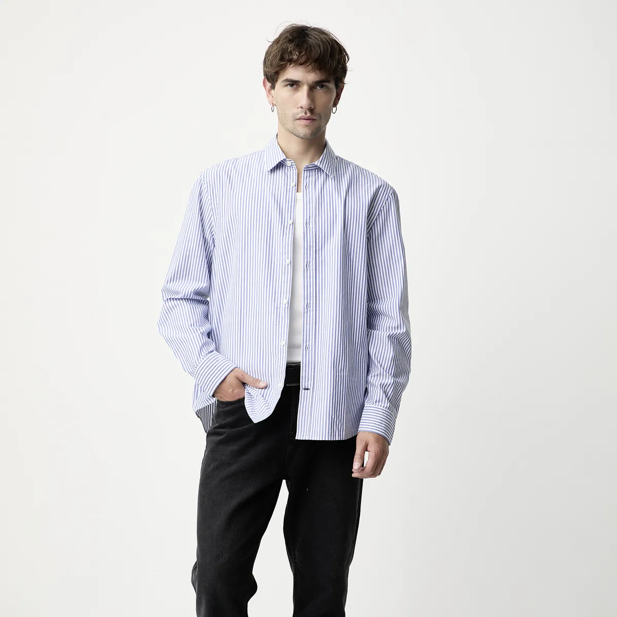 BASEMENT - Camisa Manga Larga Algodón Hombre Basement