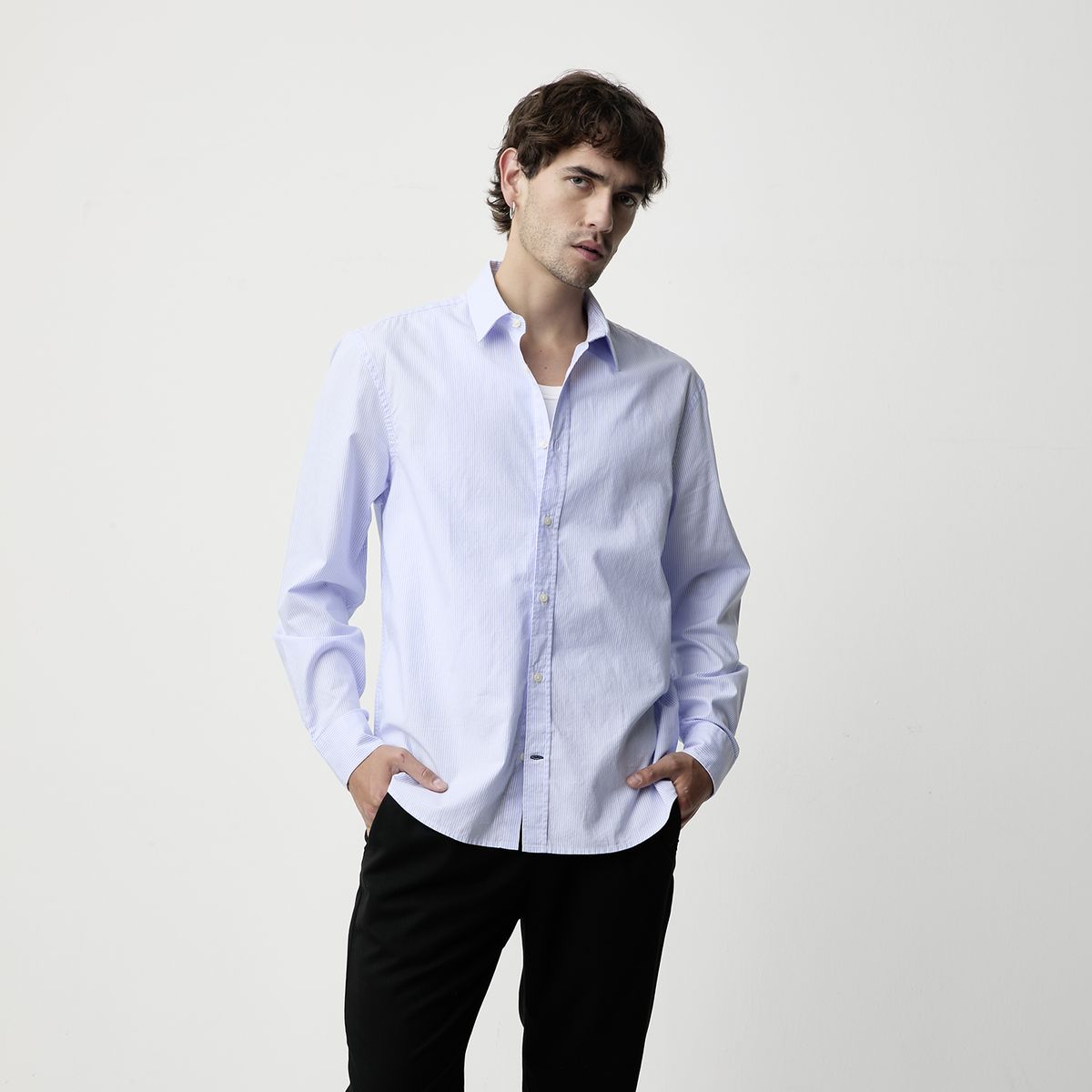 BASEMENT - Camisa Manga Larga Algodón Hombre Basement