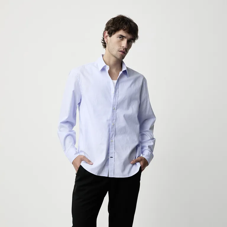 Camisa Manga Larga Algodón Hombre
