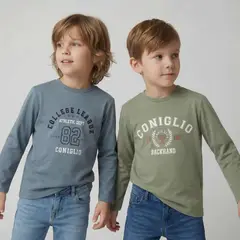 CONIGLIO - Pack de 2 Poleras Niño Manga Corta Algodón