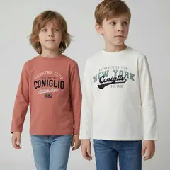 CONIGLIO - Pack de 2 Poleras Niño Manga Corta Algodón