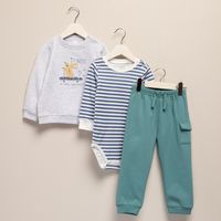 Conjunto Polerón Más Pantalón De Buzo Más Body Bebé