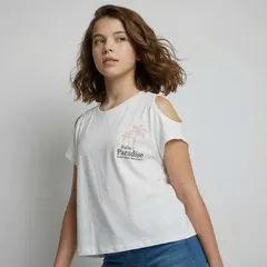 DOO AUSTRALIA - Polera Manga Corta Algodón Niña Blanco