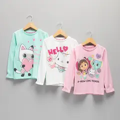 GABBYS DOLLHOUSE - Pack 3 Polera Niña Algodón Casa de Gabby